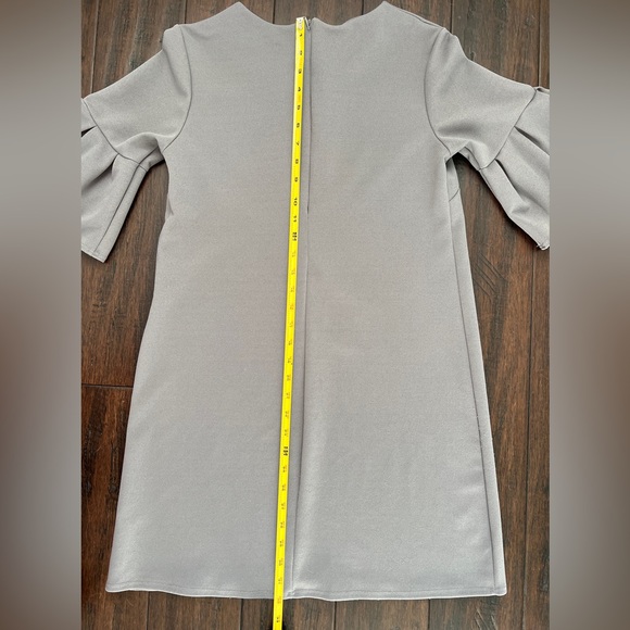 Flare Sleeves Shift Dress, Gray, Small - Picture 8 of 9
